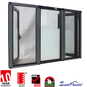 Superhouse Double Glazed Windows Aluminum frame tempered glass casement window