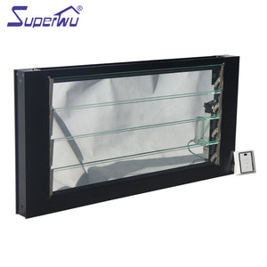 Superwu Decorative black color profile aluminum louver shutter Window glass louver electric system