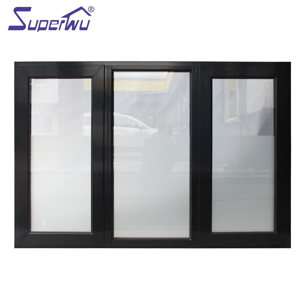 Superwu Hollow Glass Aluminium Alloy Profile Hinged Casement Windows with Mesh