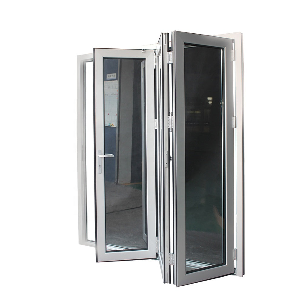Superwu Double Tempered Glass Aluminum Folding Door for residential house windows and doors