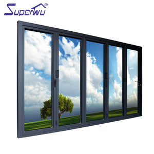 Superwu Solution to Bullet Proof and Hurricane Proof High quality 440 open style aluminum folding tempered glass door