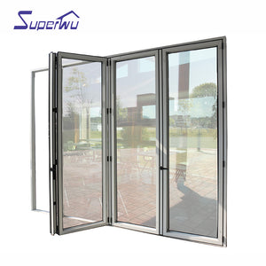 Superwu NAFS 2011 American Standard Aluminum Glass folding Door System With Accordion Fly Screen