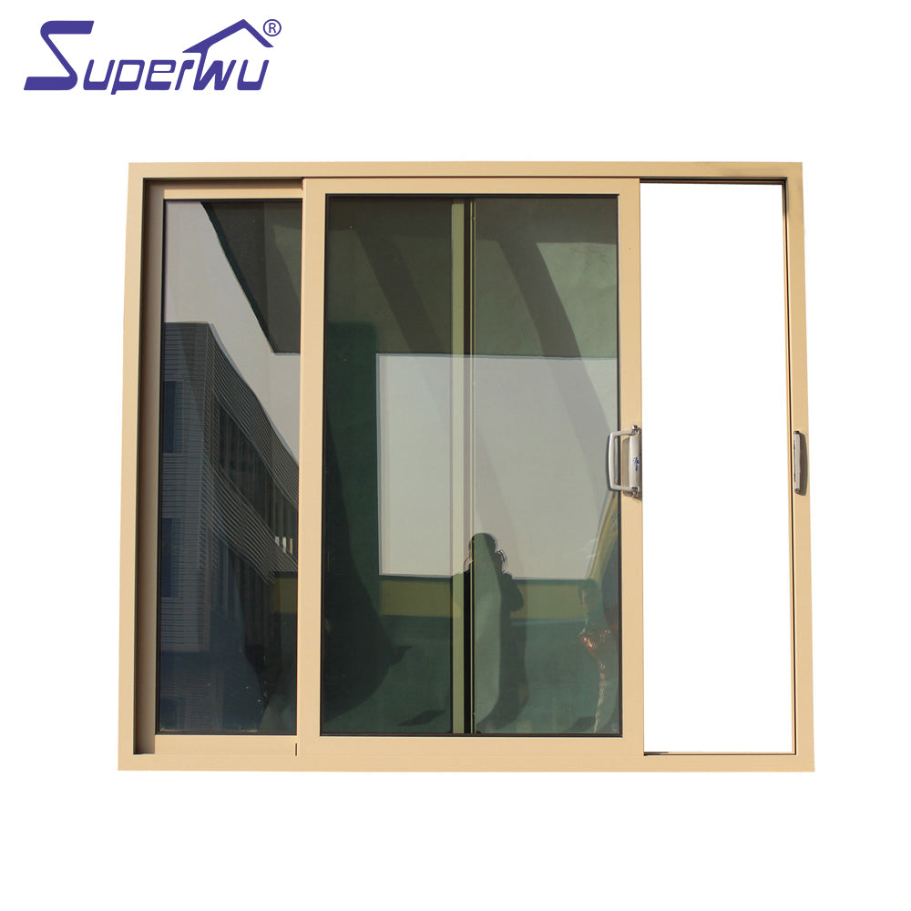 Superwu customized tempered glass black aluminium frame sliding door