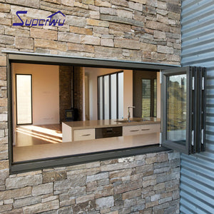 Superhouse China product tempered glass aluminium electric house folding windows