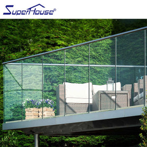 Superhouse rooftop Stainless steel super clear glass hurricane laminated handrail balustrade