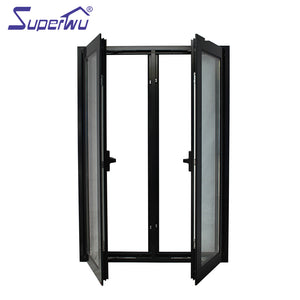 Superwu Cheap price black color profile latest design aluminum frame casement window with retractable fly mesh