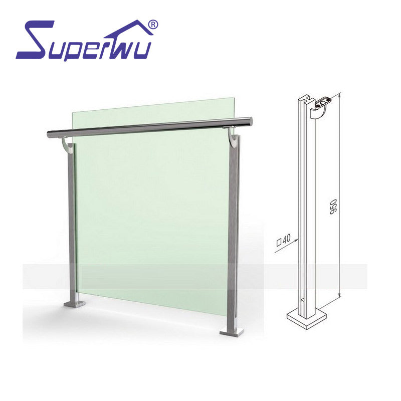 Superwu Tempered safety glass Aluminum alloy glass handrail aluminium balustrade system