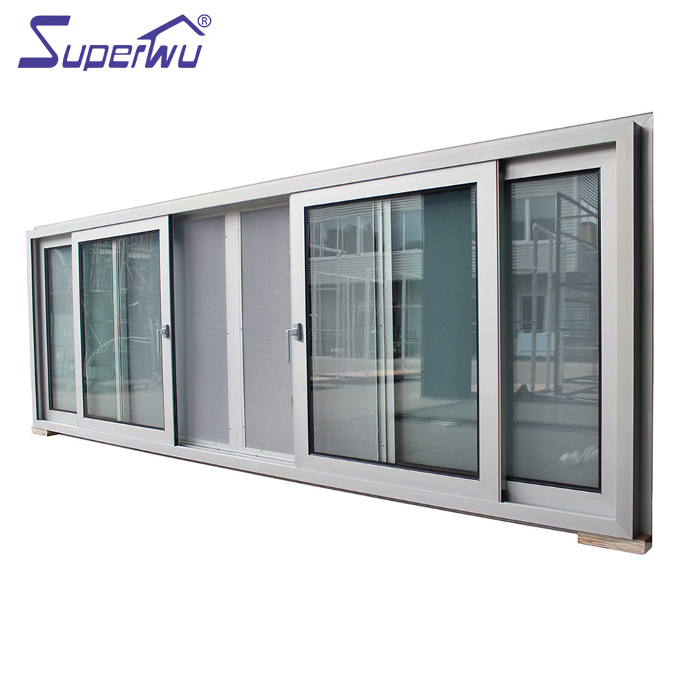 Superwu French Style Factory Price Miami-Dade hurricane proof Aluminum Sliding Window With Grill