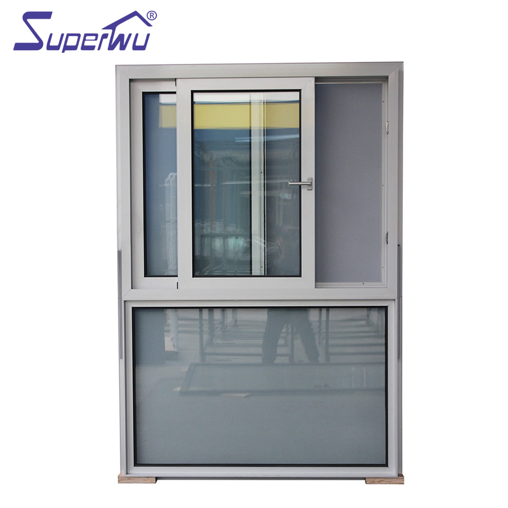 Superwu Double Tempered Glass aluminum sliding Window with Grill