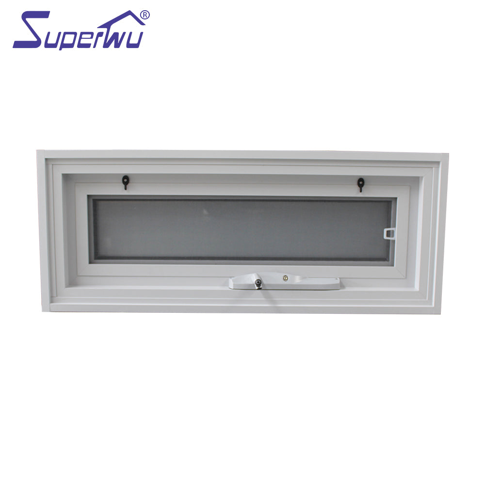 Superwu New Design Modern Standard Size Custom Top Hung Aluminum Frame Swing Bathroom Awning windows
