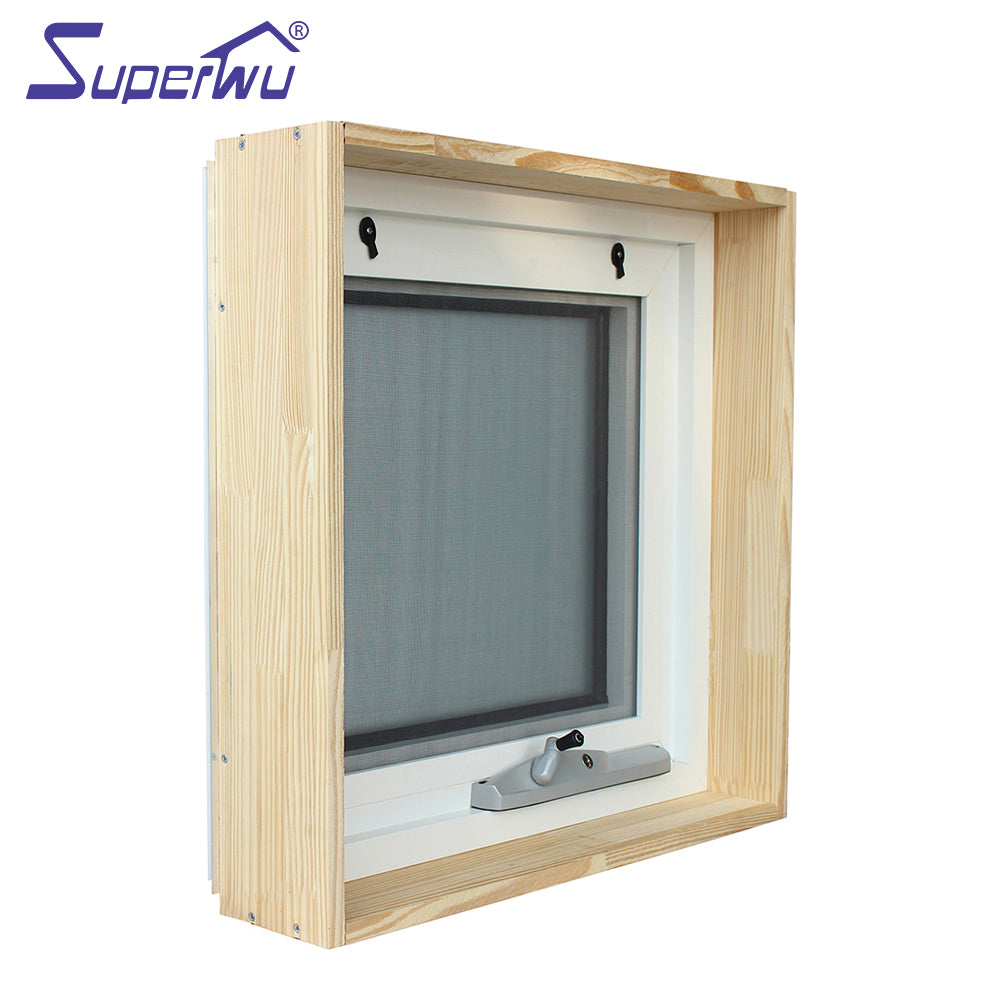 Superwu New design popular frosted glass black painted thermal break aluminum fixed and awning windows