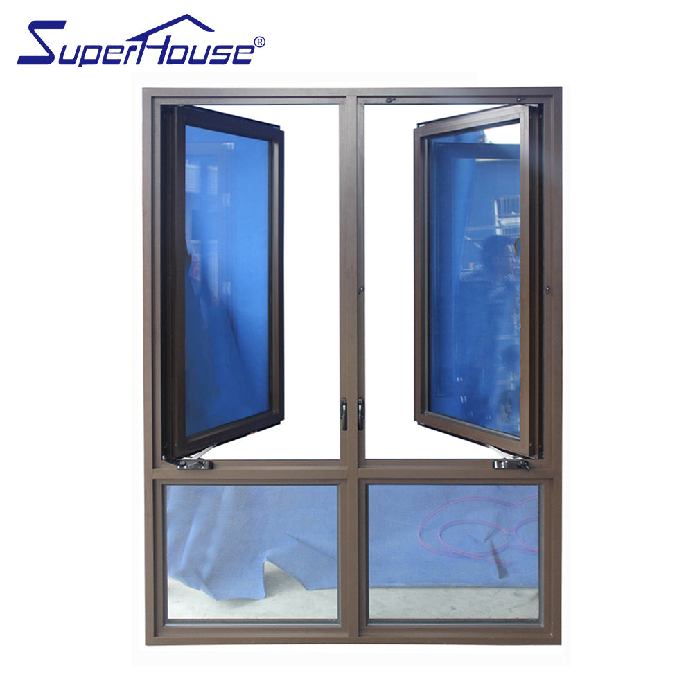 Superhouse Coffee Color Aluminum Anodized Framed Crank Casement Window