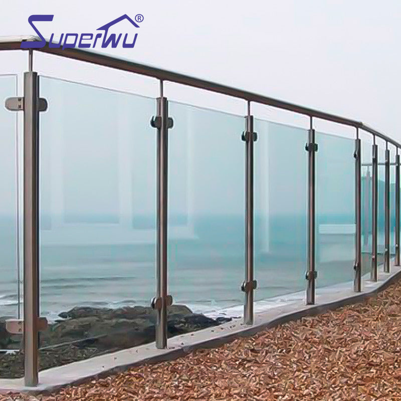 Superwu Most popular frameless glass balustrade balcony high quality aluminum glass handrail