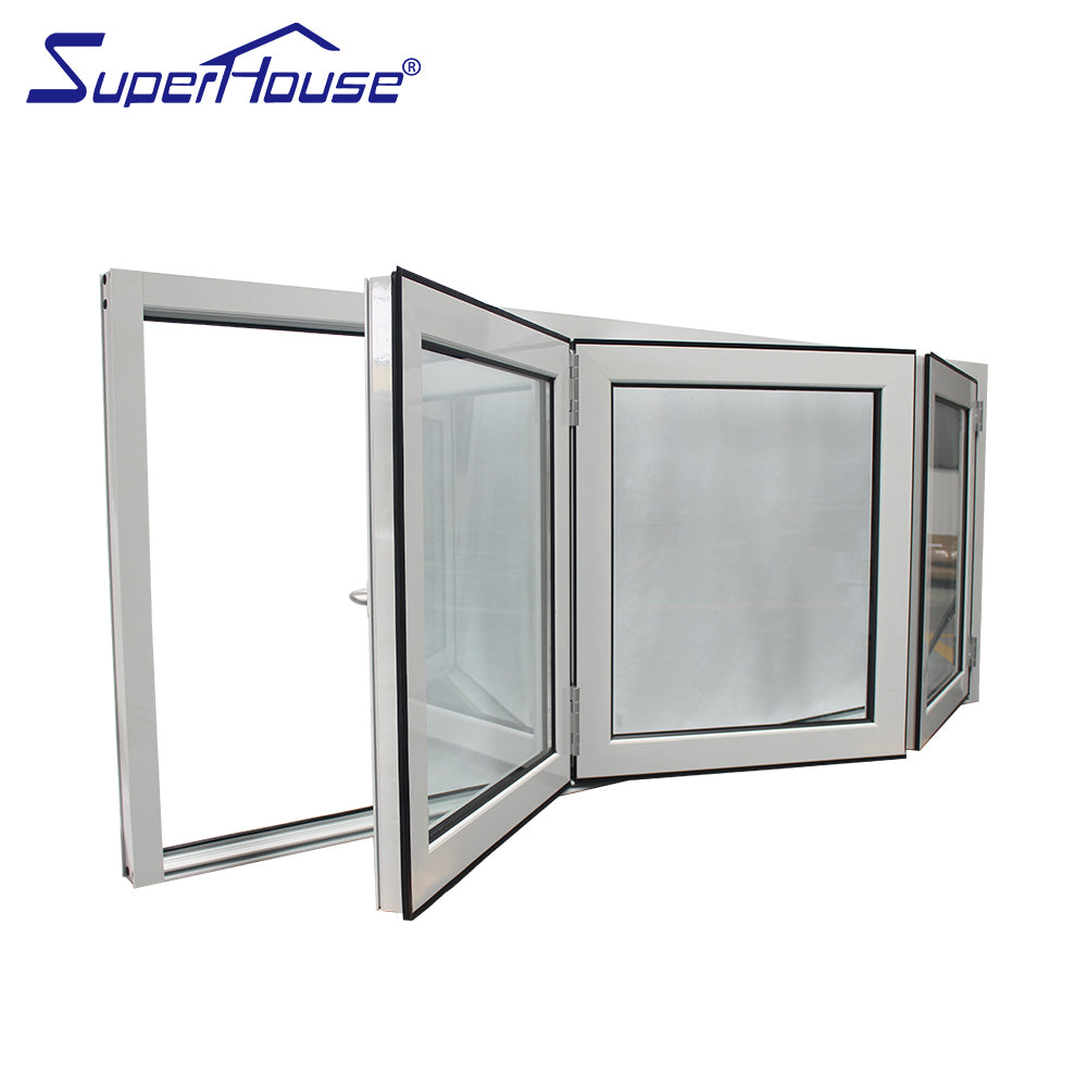 Superwu Wholesale soundproof standard size glass profile aluminium bifold window folding windows and doors