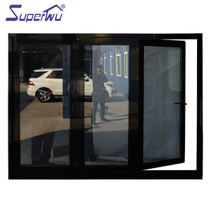 Superwu Hot sale superior quality black aluminium frame bi-folding door retractable flyscreen available