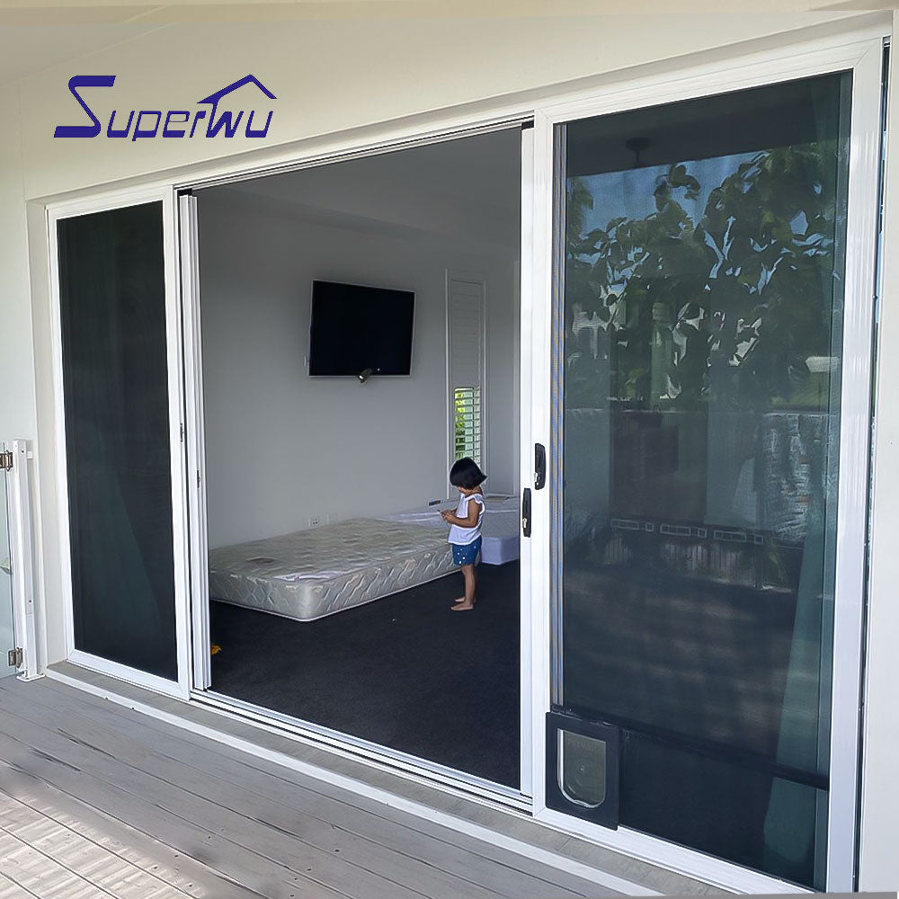 Superhouse Australia commercial system aluminum frame sliding door with stainless steel security grill cheap sliding door
