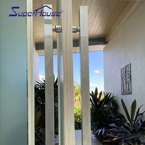 Superhouse Main front entry aluminum glazed casement swning out pivot door with big handle