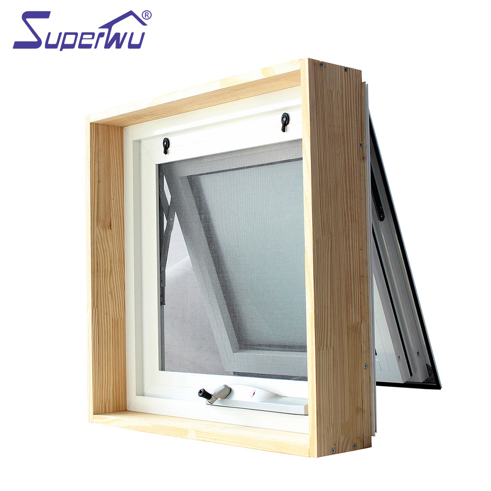 Superwu New design popular frosted glass black painted thermal break aluminum fixed and awning windows