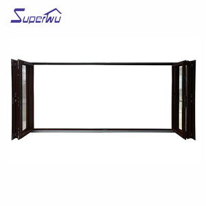 Superwu 6 Panels wooden color frame aluminum folding door bifolding door