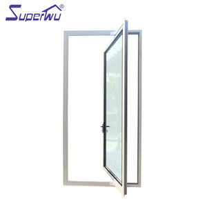 Superwu Aluminum new design powder coated pivot door double toughened glass hinged door