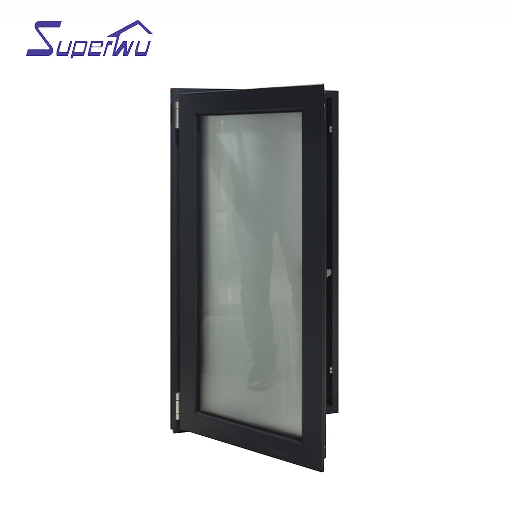 Superwu Factory finished large glass panel aluminum window french open casement windows frosted glass obscure