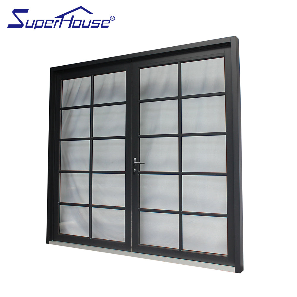 Superhouse tempered glass double pane entry door