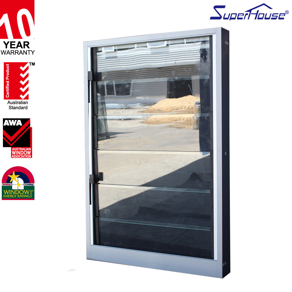 Superhouse Aluminium louvre frame adjustable glass louvre windows with frosted glass for villa house