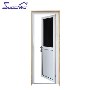 Superwu New design half toughened glass half aluminum panel hinged doors aluminum glazed french doors