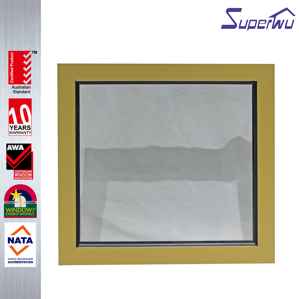Superwu High quality aluminum frame fixed triple glaze window designs with tempered glass double glazed windows