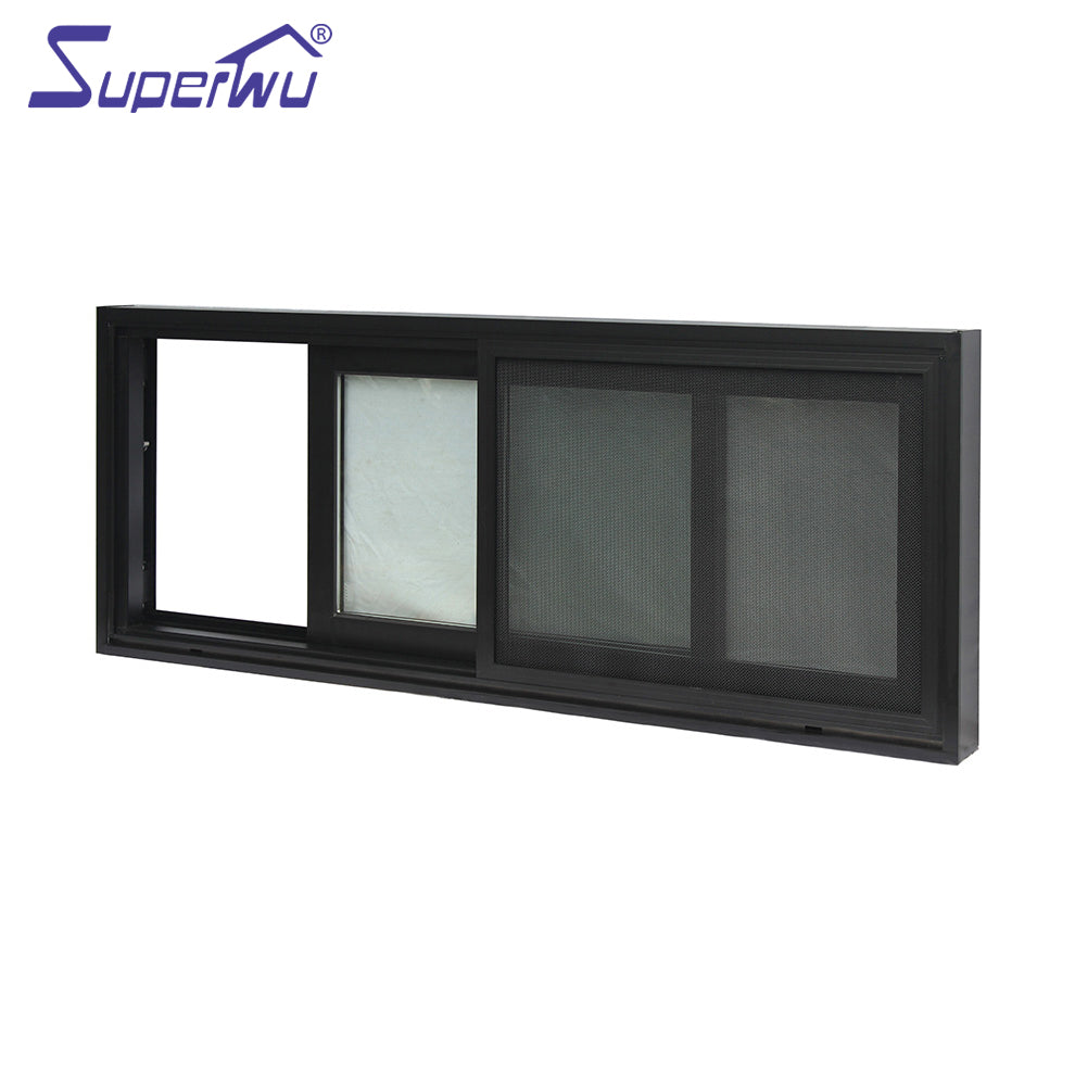 Superwu Newest design frame aluminium windows standard sliding window dimensions tempered glass panels for house