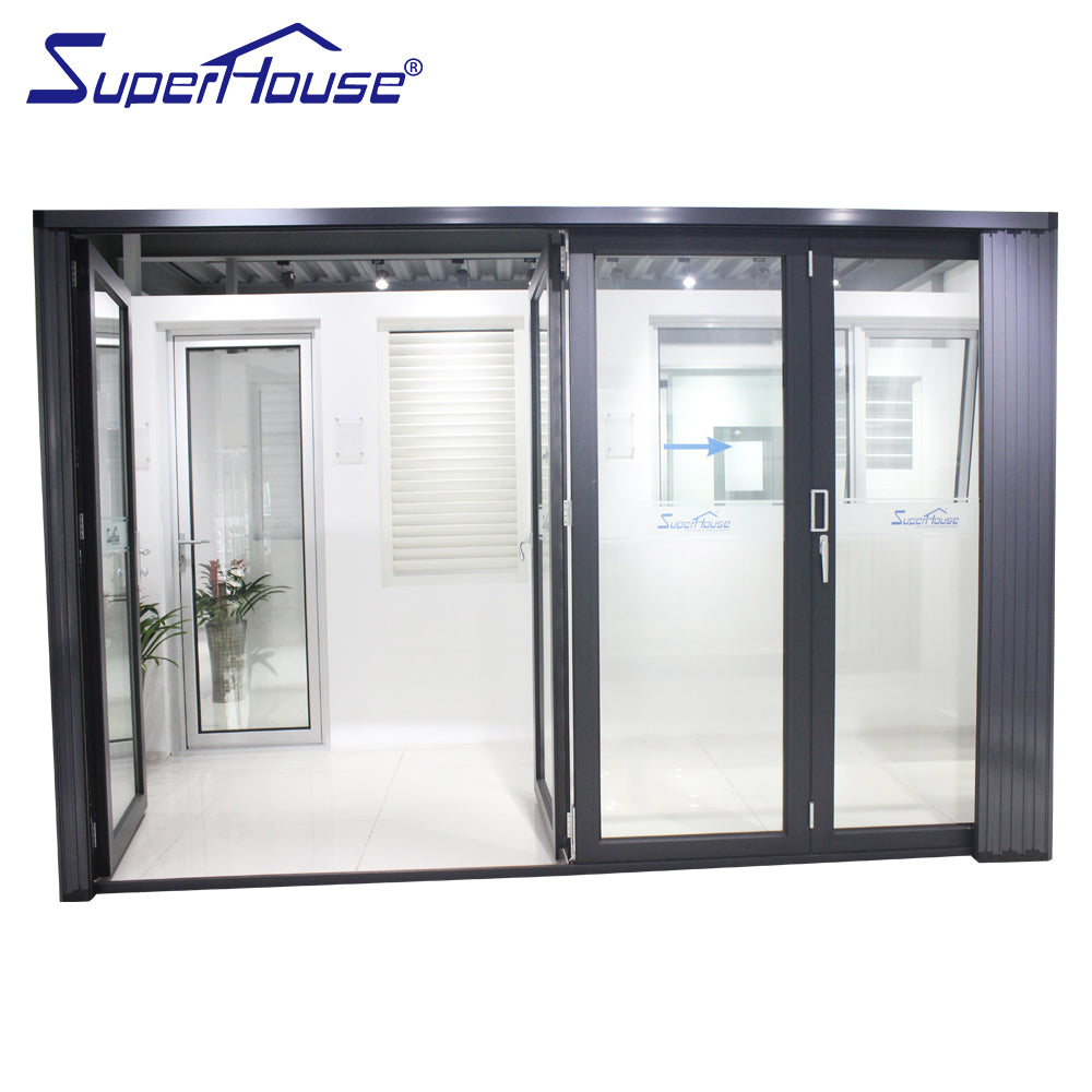 Superwu Aluminum alloy folding doors with flynet windproof bifolding doors factory supply