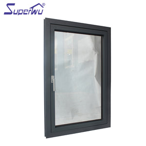Superwu Double glazed windows casement design aluminum frame tempered glass swing window