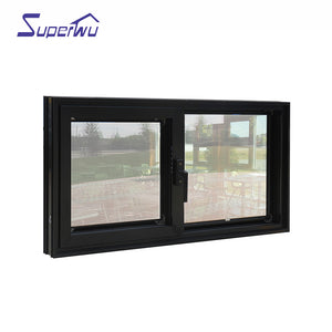 Superwu Aluminum window frames black color German hardware casement window white Aluminium double swing window