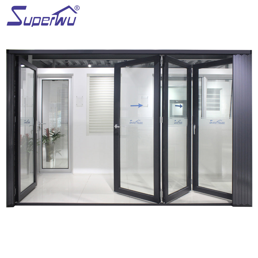 Superwu Customized soundproof aluminum glass folding/ bifold/ bi folding door