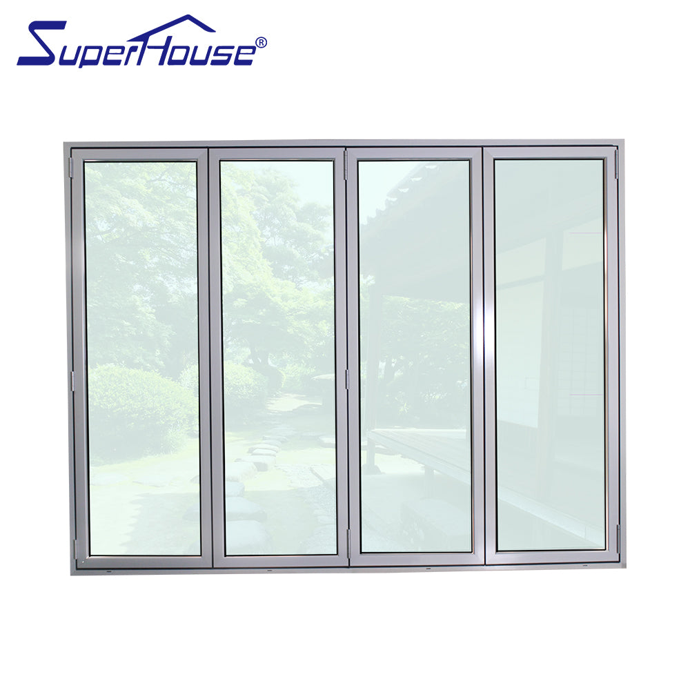 Superhouse AS2047 NFRC AAMA NAFS NOA standard commercial large double glass aluminium bifold door