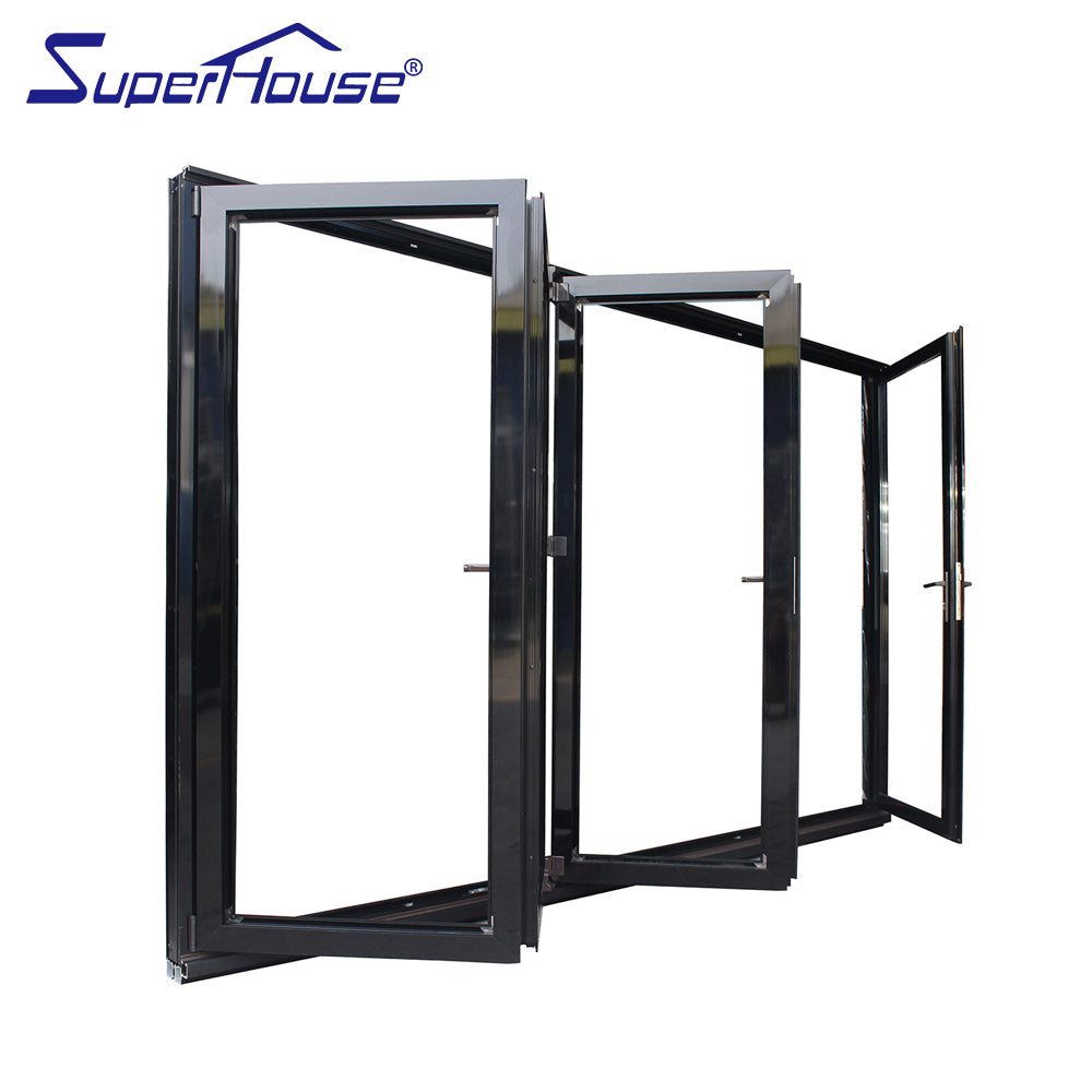 Superhouse AS2047 NFRC AAMA NAFS NOA standard double glass thermal break aluminium folding exterior door