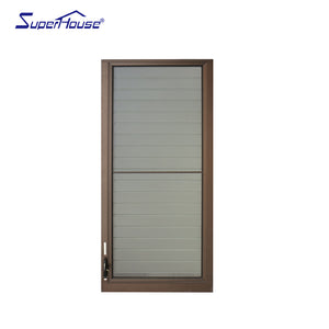 Superwu Cheap price louver windows aluminum windows grown color with flynet