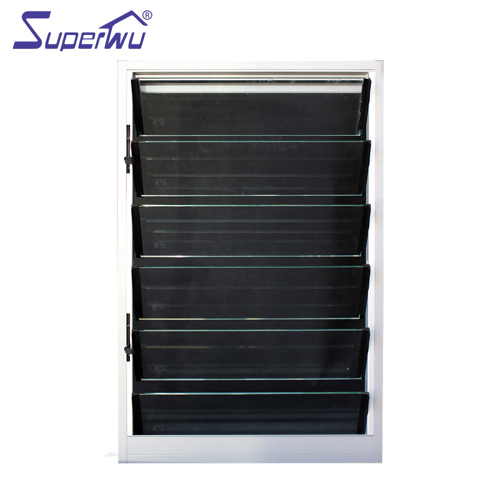 Superwu Cheap price aluminium Australia standard sound insulation aluminum louver windows with tempered glass