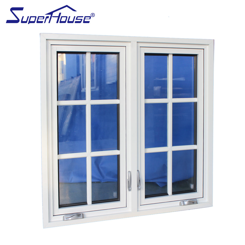 Superhouse North America NFRC and NOA and Australia AS2047 standard powder coating double glass aluminum casement windows and door