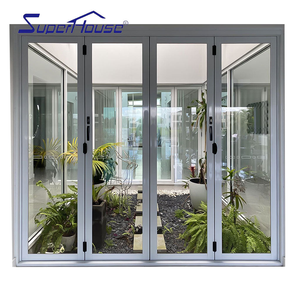 Superhouse Certificated strength 431 sash aluminum folding sliding glass doors