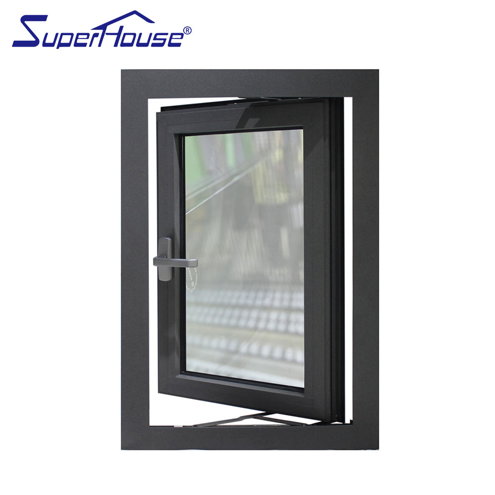 Superhouse North America NFRC and NOA standard high quality low-e glass cheap black aluminum casement windows prices