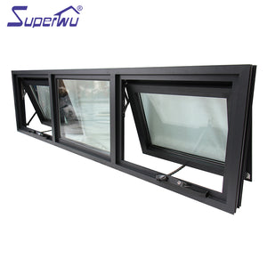 Superwu Tempered Clear Glass Water Resistant Commercial Double Glazed Awning Windows
