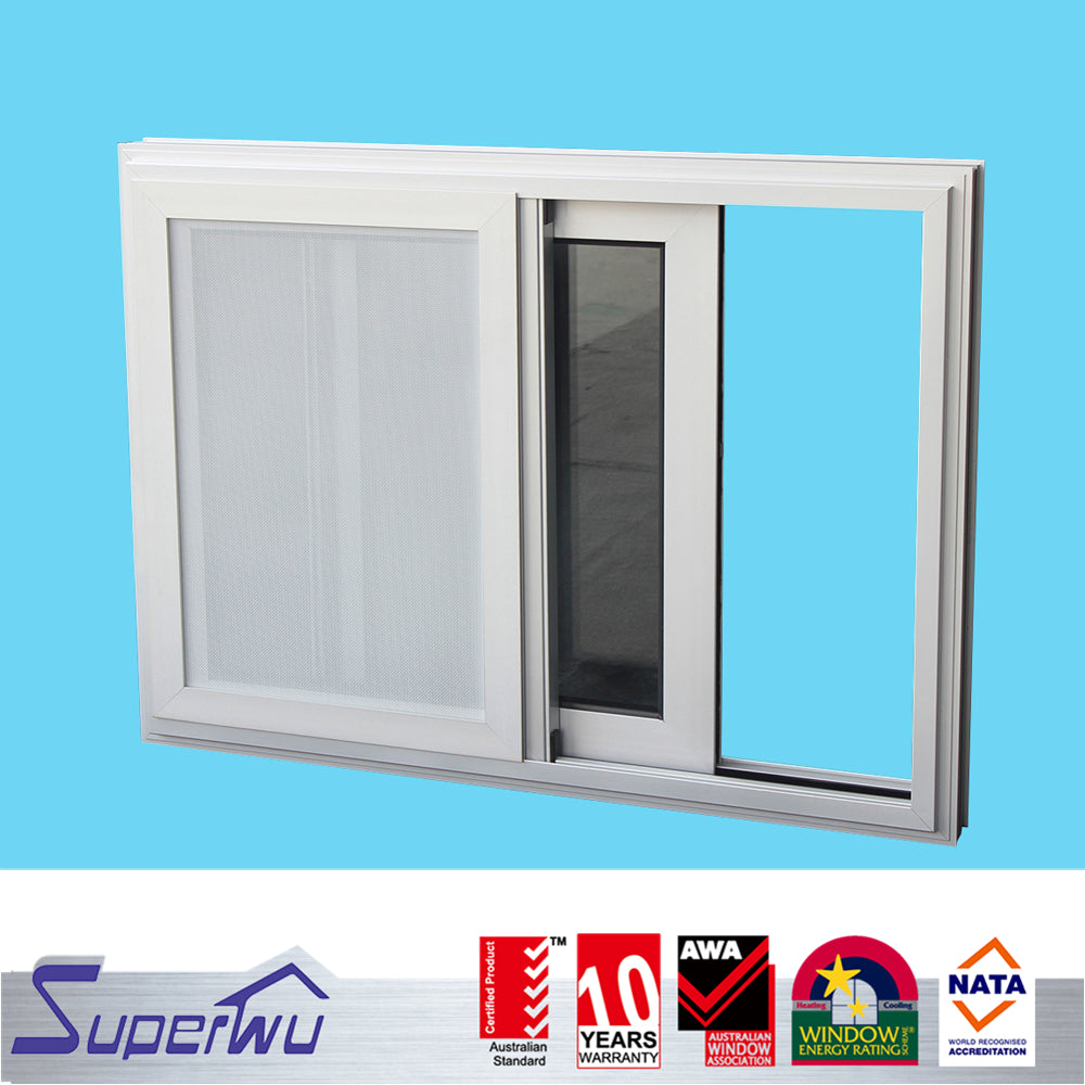 Superwu Aluminum Alloy Double Glazed Glass Sliding Window With Mosquito Net
