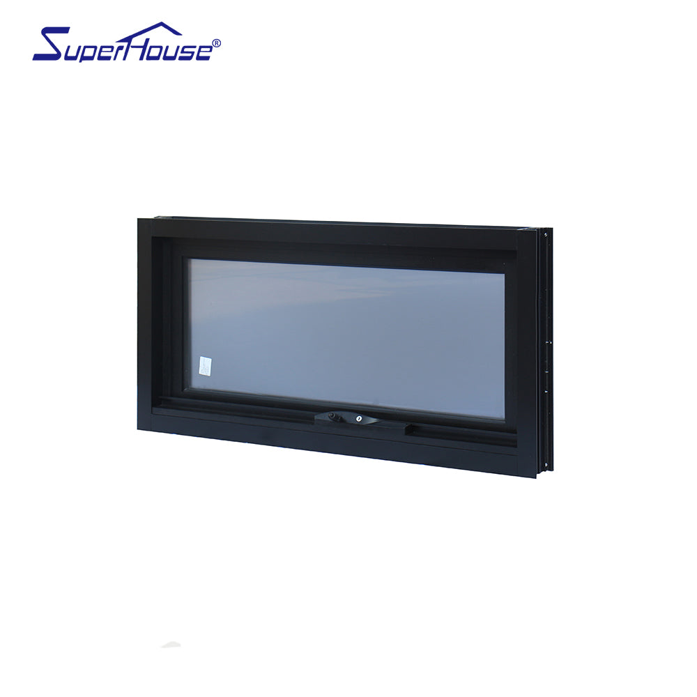 Superhouse black frame obscure glass awning window with fiberglass flyscreen