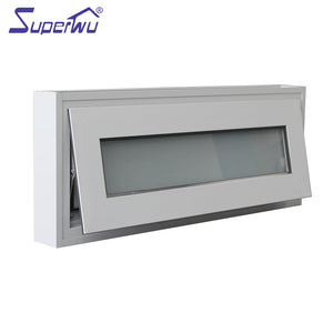 Superwu Small standard size frosted glass tempered glass windows cheap price aluminum awning window with fly mesh
