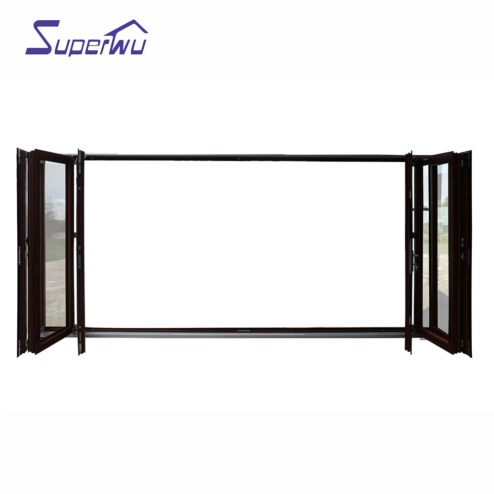 Superwu Aluminum folding glass door wooden designs wooden frame bifolding door