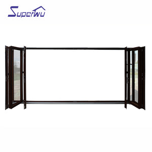 Superwu Aluminum folding glass door wooden designs wooden frame bifolding door