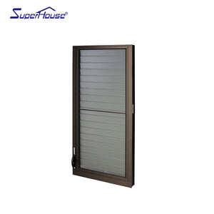 Superwu Cheap price louver windows aluminum windows grown color with flynet