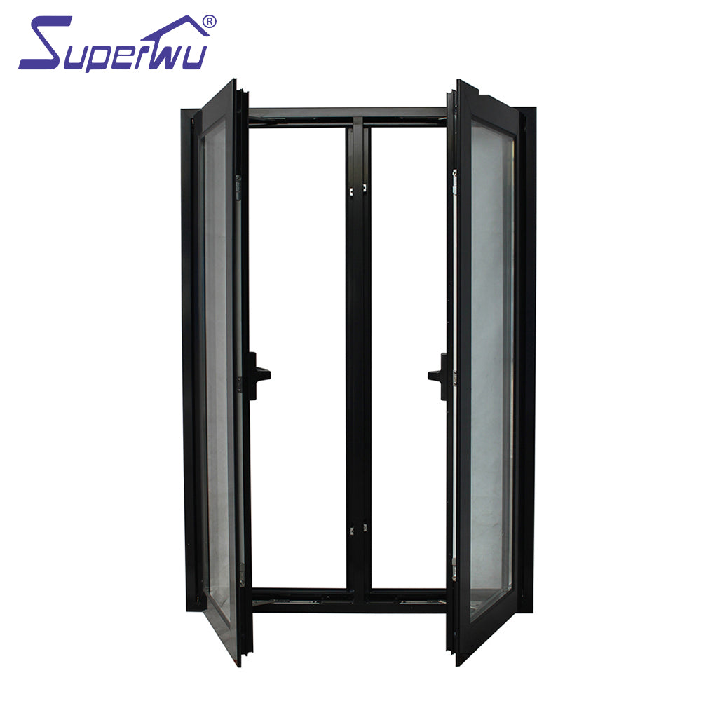 Superwu Aluminum casement window with screen safety protection powder coating thermal broken double glazed