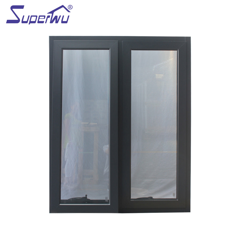 Superwu OEM triple pane heat insulated windows argon filled glazing aluminum awning window